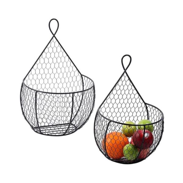 Metal Fruit And Vegetable Storage Hanging Basket Wall Mounted